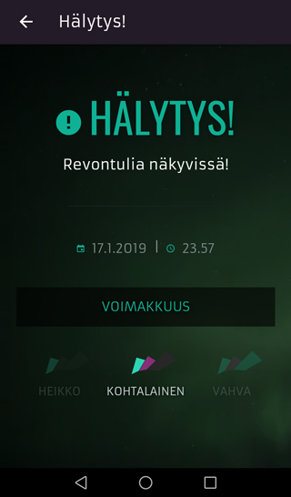 App screenshot finnish front view