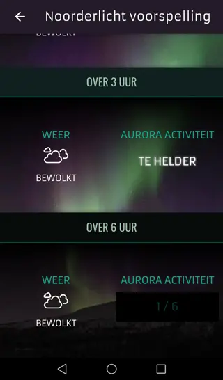 Aurora Alert App screenshot dutch front view